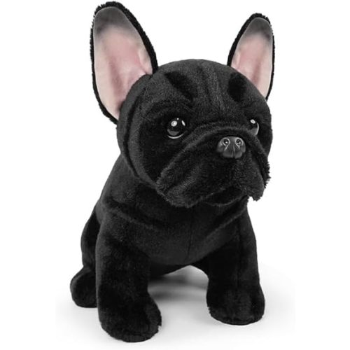 Bulldog Stuffed Animals Realistic Dog,9" Dog Stuffed Animals Soft Cuddly Black Bulld og Stuffed D og Plush,Puppy Plush Toys for Kids Girls Boys Huggable & Washable