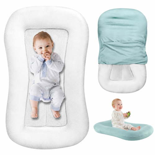 Gofinoday Baby Lounger Pillow for Newborn 0-12 Months, Portable Infant Nest with Removable Cover, Soft & Breathable Lounger for Baby Boys and Girls
