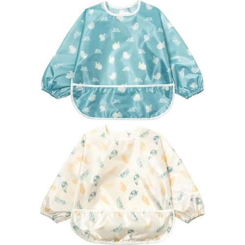 Little Dimsum Long Sleeve Bib for Baby Infant Toddler 6-36 Months