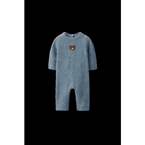 TEDDY BEAR PATCH KNIT JUMPSUIT - Mid-blue | ZARA United States