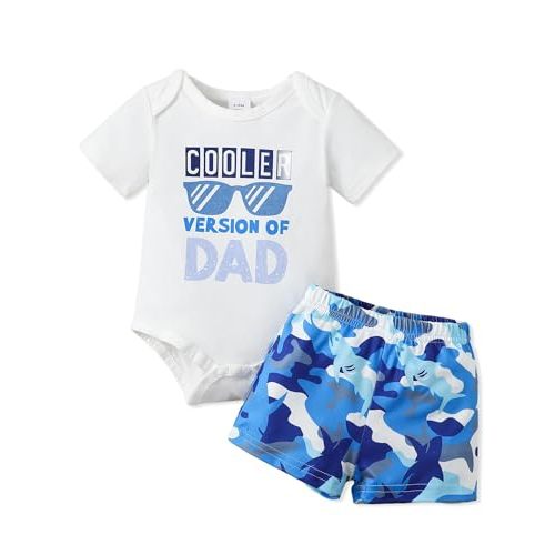 NZRVAWS Newborn Baby Boy Clothes Letter Printed Romper Shorts t Outfits Camo Clothing Set 0 3 6 9 12 Months