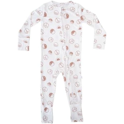 Shwally Organic Baby Bamboo Rompers with 17 Signature Prints - Infant Zipper Jumpsuits