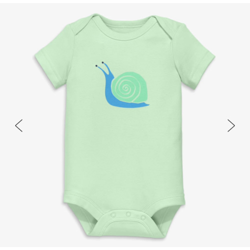 0-3mo Organic short sleeve snail babysuit | Primary.com