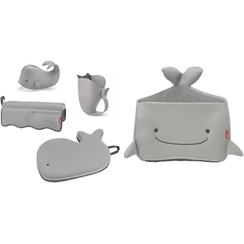 Skip Hop Moby Baby Bath 4-Piece Essentials and Toy Organizer Set, Grey