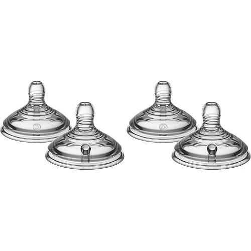 Tommee Tippee Natural Start Baby Bottle Nipples,Breast-Like for A Natural Latch,Anti-Colic Valve,Soft Silicone,Slow Flow,0+ Months,2 Count (Pack of 2)