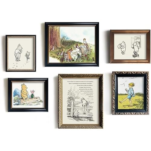 Winnie The Pooh Nursery Wall Art - Vintage Hundred Acre Wood Poster - Toddler Room Decor - Gifts for Winnie Fans Lover - You Are Braver Than You Think - Motivational Quote for Kids Little Boys Bedroom