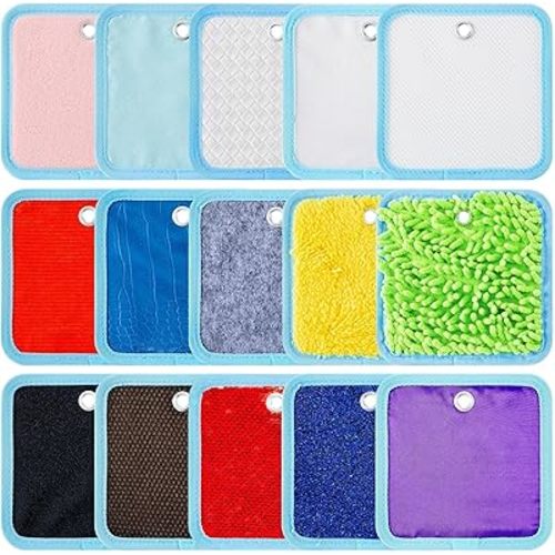 Haull 15 Set Sensory Mats Assorted Textured Sensory Floor Tiles Room Wall Panel Sensory Exercise Tactile Toy for Autistic Children Kids Baby Toddler Fidgeting Activity(Square,5.91 Inch)