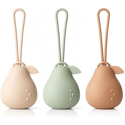 Andy Bear Silicone Pacifier Holder Case, Baby Paci Storage Case Silicone, Portable Leakproof One-Piece BPA-Free Set of 3-Ivory Sage Brown