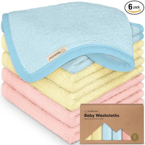 6-Pack Baby Washcloths, Soft Absorbent Washcloths for Face, Body (Candy Pop) | Viscose from Bamboo Washcloths, Baby Towels, Newborn, Kids, Toddlers, Infant, Gentle on Sensitive Skin, 10x10, Reusable