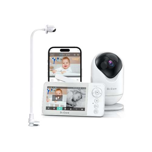 4" Screen Video Baby Monitor, Crib Clip Mount, Split-Screen for 2 Rooms, WiFi & Non-WiFi – Dr.Care VistaView Lite RB SBM002