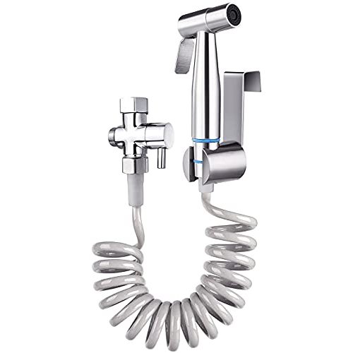 TURLEE-Handheld Bidet Sprayer for Toilet -Brass T-valve Adapter, Sprayer Adjustable Water Pressure Control with Bidet Retractable Spring Hose for Feminine Wash.