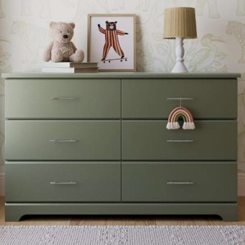 Amazon.com: Storkcraft Brookside 6 Drawer Dresser, Olive | GREENGUARD Gold Certified, Green Dresser for Bedroom, Kids & Nursery Storage Chest, Safety Interlocking Drawers, Kids Bedroom
