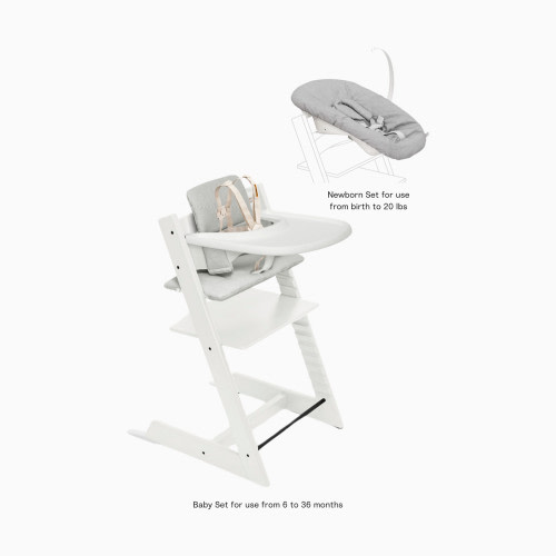 Tripp Trapp High Chair Complete² + Newborn Set - White/Nordic Cushion/White Tray