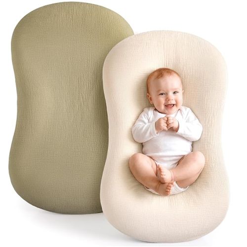 Termichy Baby Lounger Cover Muslin: Soft Cotton Slipcover for Snuggle Me Lounger - Removable & Machine Washable for Daily Use - Zipper-Free & Skin-Friendly for Newborn Girls and Boys