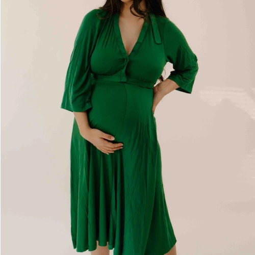 Lila Labor & Postpartum Gown in Emerald, Standard size
