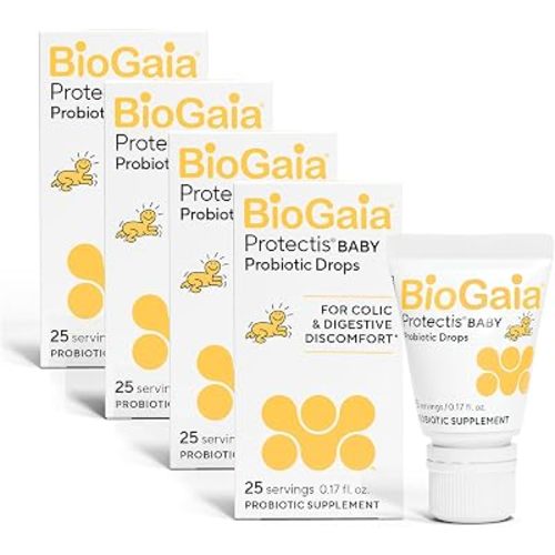 BioGaia Protectis Baby Probiotic Drops | Baby Essentials for Colic & Gas Relief | Safe for Newborns | Ease Crying, Fussing, Colic, Gas, Spit-ups & Constipation | No Dairy, Soy & Gluten | 5mL (4-Pack)