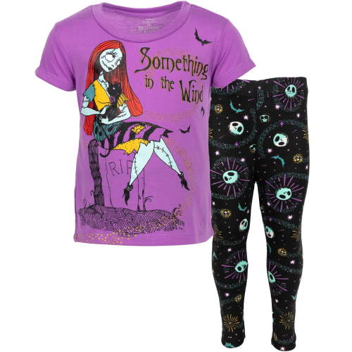 Disney Nightmare Before Christmas Sally Little Girls Fleece T-Shirt and Leggings Outfit Set Toddler to Big Kid