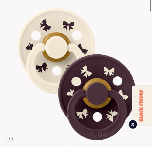 Colour Pacifiers Holiday Bow 2 Pack - Ivory/Plum – Bibsworld store US