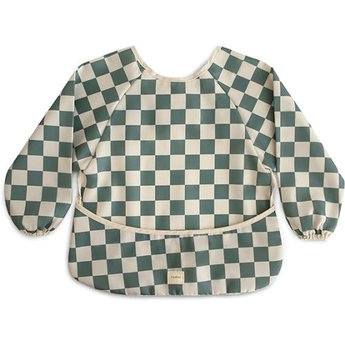 mushie Long Sleeve Baby Bib | Water Resistant Adjustable Fit for Ages 6-24 Months