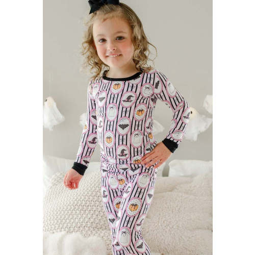 Halloween Glow-in-the-Dark Two-Piece Bamboo Pajama Set in Galloween | Caden Lane
