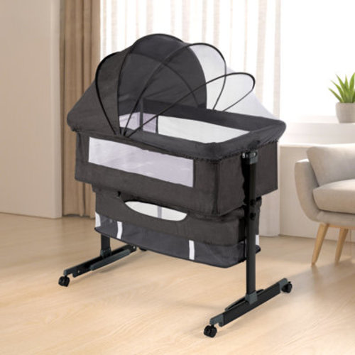 3 In 1 Infant Bassinet Crib Side Sleeper, Crib Side Crib, Adjustable Infant Bassinet With Wheels, Storage Basket, Mattress, Easy To Assemble And Fold Portable Infant Bassinet | Wayfair