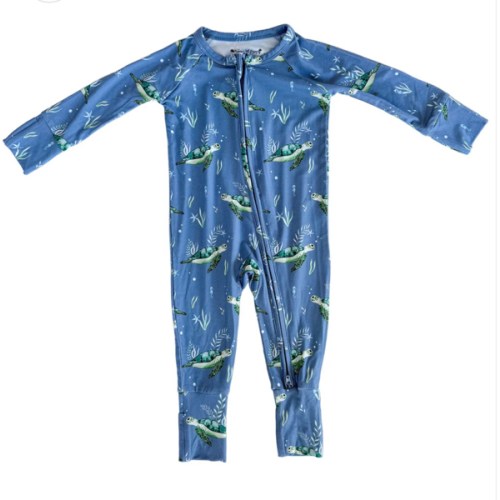 Sanibel Sea Turtle Zippy Sleepers with Fold Over Cuffs (0/3M-12/18M) – Brittany Hartt Designs
