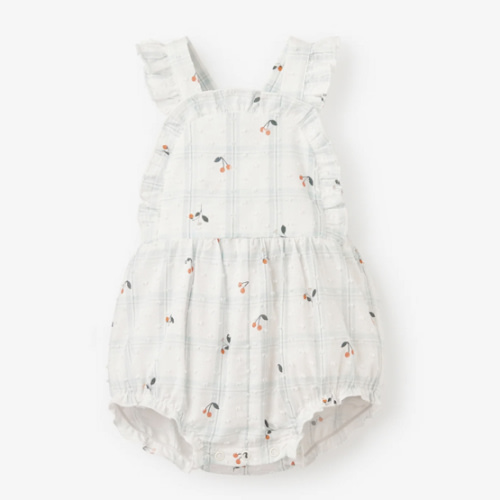 Strawberry Picnic Swiss Dot Sunsuit – Elegant Baby