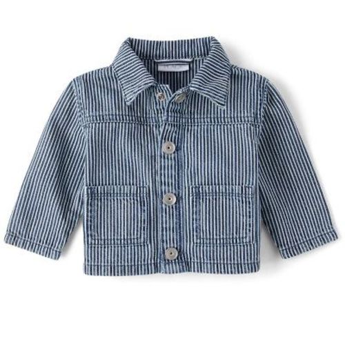 The Children's Place Baby Boys Long Sleeve Railroad Striped Denim Jacket Blue 9-12 M