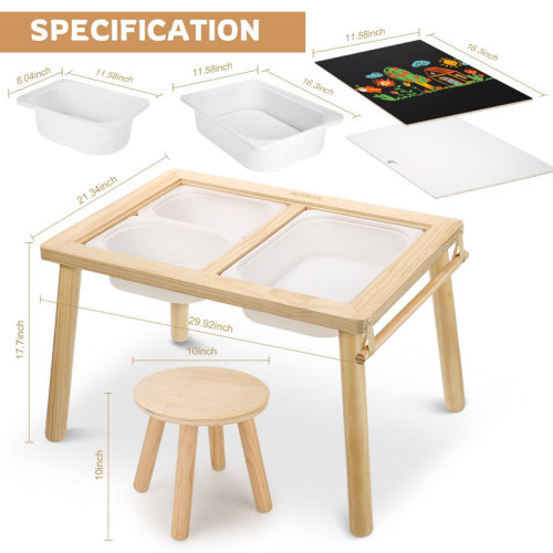 WINGYZ 3-In-1 Kids Sensory Table And Chair Set With Storage Bins And Paper Roller – Solid Wood Activity Table With 2 Stools For Play, Study, And Art & Reviews | Wayfair