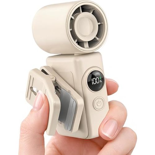 Hotsales Clip-On Portable Fan, 13500 RPM Rechargeable Handheld Mini Fan with LED Display, 360° Rotating Detachable Clip, Stroller Fan for Baby, Compact Travel Essentials/Lash, Summer Gifts for Women