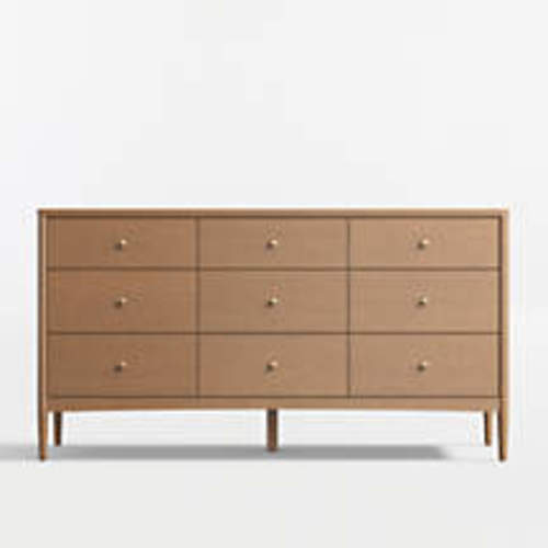 Hampshire 50" Natural Brown Wood 6-Drawer Wide Kids Dresser