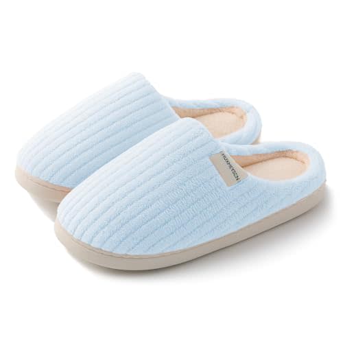 HUXMEYSON Slippers for Women, Warm Memory Foam Comfy House Slippers with Anti-Skid Rubber Sole for Indoor and Outdoor