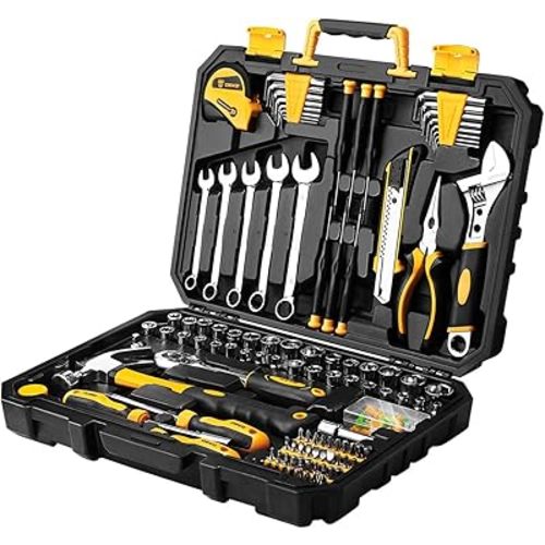 DEKOPRO 158 Piece Tool Set-General Household Hand Tool Kit,Auto Repair Tool Set, with Plastic Toolbox Storage Case