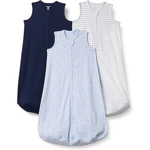 Amazon Essentials Unisex Babies' Cotton Sleep Sack, Wearable Blanket, 0.5 TOG, Pack of 3