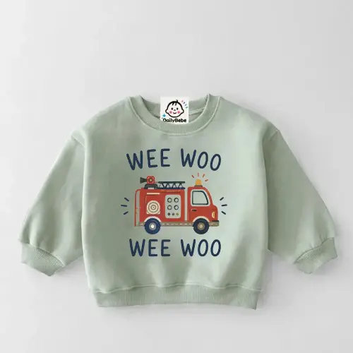 WEE WOO Baby Toddler Fire Truck Sweatshirt