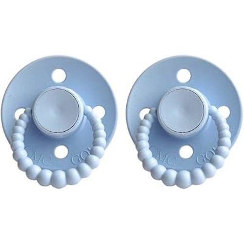 Bubble Dummies (2 Pack), Australian Made, 100% Natural Rubber Latex, BPA Free, Newborn to 18 Months, Cherry Shaped Teat (Baby Blue, 1)