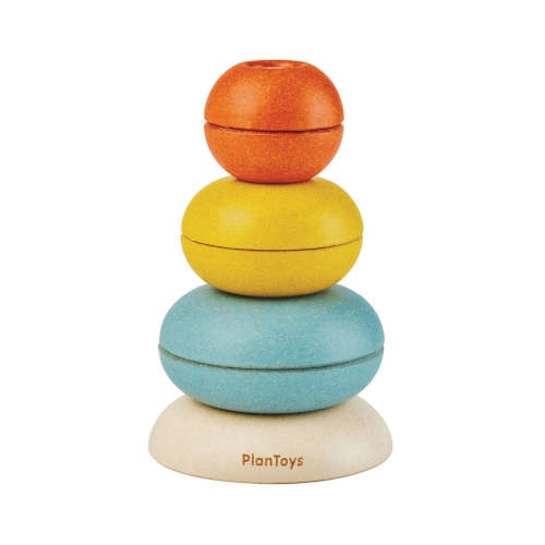 PlanToys 7-Piece Wooden Stacking Ring Activity Toy Cups