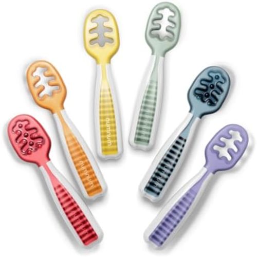 NumNum Baby Spoons Self Feeding 6 Months, 6-Pack Rainbow