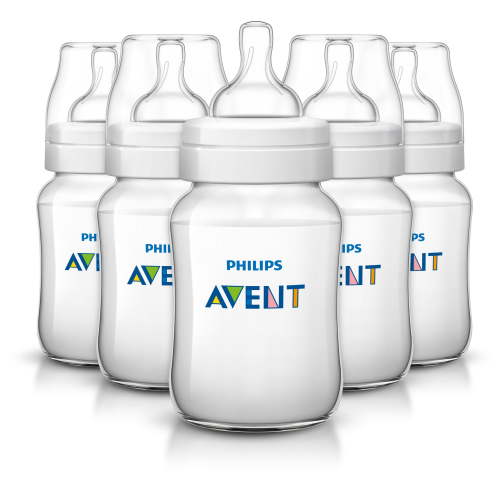 Philips Avent Anti-colic Baby Bottles, Clear, 9oz 5pk, SCF403/57