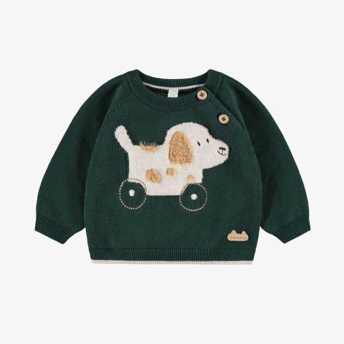 Chandail vert en tricot avec motif jacquard, naissance | Souris Mini - Souris Mini