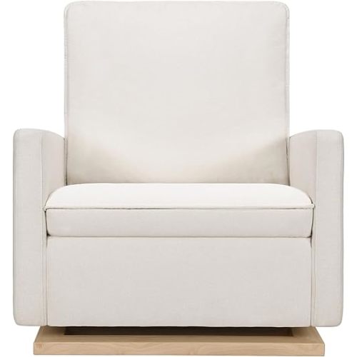 babyletto Cali Pillowback Chair and a Half Glider in Performance Cream Eco-Weave with Light Wood Base, Water Repellent & Stain Resistant, Greenguard Gold and CertiPUR-US Certified