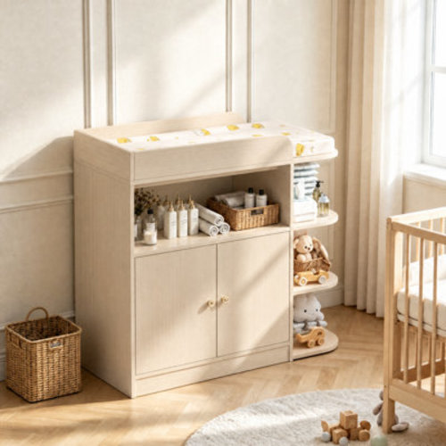 Isabelle & Max™ Baby Dresser With Changing Table, Nursery Dresser With 4 Open Shelves And Plus Double-door Cabinet, Multifunctional Changing Table With Storage | Wayfair