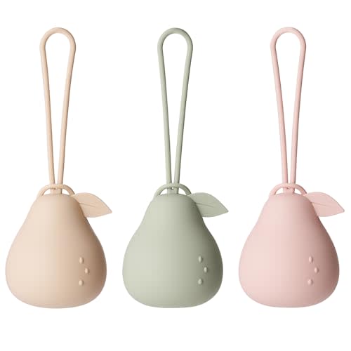 Andy Bear Silicone Pacifier Holder Case, Baby Paci Storage Case Silicone, Portable Leakproof One-Piece BPA-Free Set of 3-Ivory, Sage, Blush