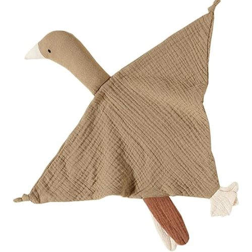 Organic Cotton Security Blanket for Baby Boys and Girls, Khaki Goose Soft Baby Loveys Muslin Cotton Blanket, Breathable Security Blanket Great