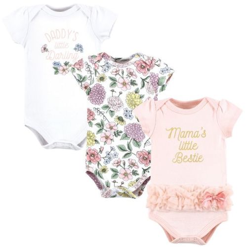 Hudson Baby Infant Girl Cotton Bodysuits, Vintage Blossom Tutu, 0-3 Months
