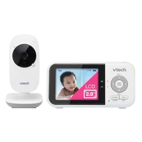 VTech VM819 Baby Monitor with Camera and Audio, 2.8” Screen Portable Baby Camera, Night Vision, 2-Way Audio, Temperature Sensor and Lullabies, Secure Transmission No WiFi, Ideal for Baby/Elderly/Pet