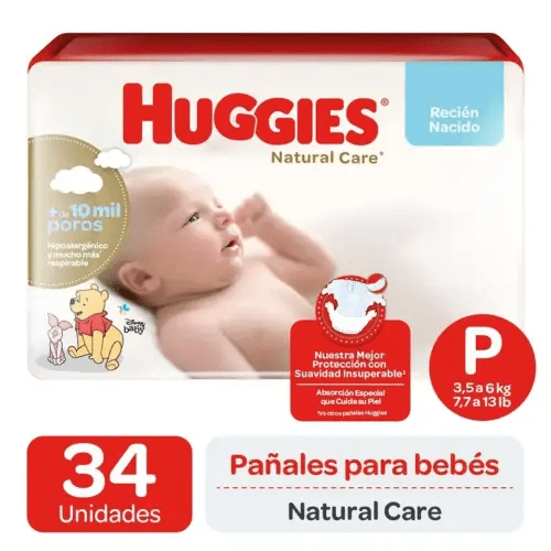 Pañales Huggies Natural Care P 2 X 34 unidades