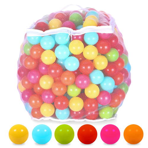 BalanceFrom 400-Count Play Pit Balls Toy Set for Kids with Mesh Bags, Rainbow Colors