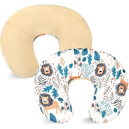 SWESEN Nursing Pillow Cover, 1 Pack Stretchy Slipcovers for Breastfeeding Pillows, Super Soft Removable Nursing Pillow Case for Baby Boy and Girls, Lion