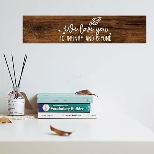 Rustic Wall Art Signs, We Love You to Infinity and Beyond Wood Plaque Sign Decorative Hanging Sign for Home, Office and Nursery 6"x18"